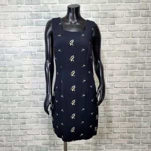 Vintage 80s 90s Molly Malloy‎ Womens M Black Crepe Poly Tank Mini Shift Dress